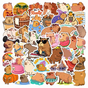ใหม่สติกเกอร์รูปสัตว์แบบ DIY Capybara 10/30/50ชิ้นการ์ตูนที่สร้างสรรค์อะนิเมะ iPad โต๊ะกระเป๋า hiasan mobil กันน้ำขายส่ง