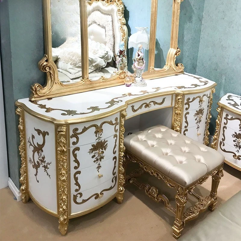 Dressing table luxury European neoclassical villa clubhouse French dressing mirror stool