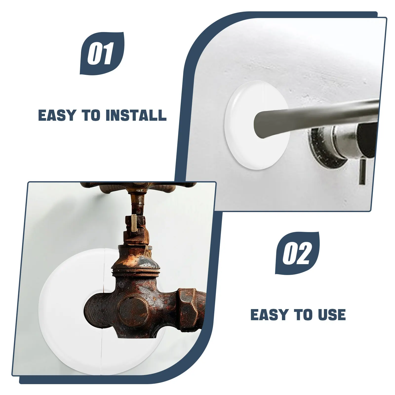 Split Wall Flange Cover 5 Pack Two Point Six Five Inch Round Escutcheon Plate Self Adhesive Pipe Trim
