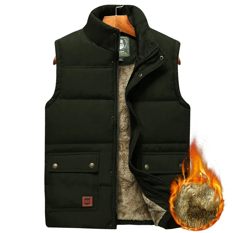 Men's Large Size Winter Padded Vest Jackets Sleeveless Coat Fur Big 8xl Lightweight Male Fleece Warm Waistcoat Fleece-lined Work