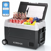 KROAK Dual Zone Portable Car Fridge with Wheels & bluetooth App Control 12V 24V 35L 45L 55L Compressor Cooler for Camping Travel