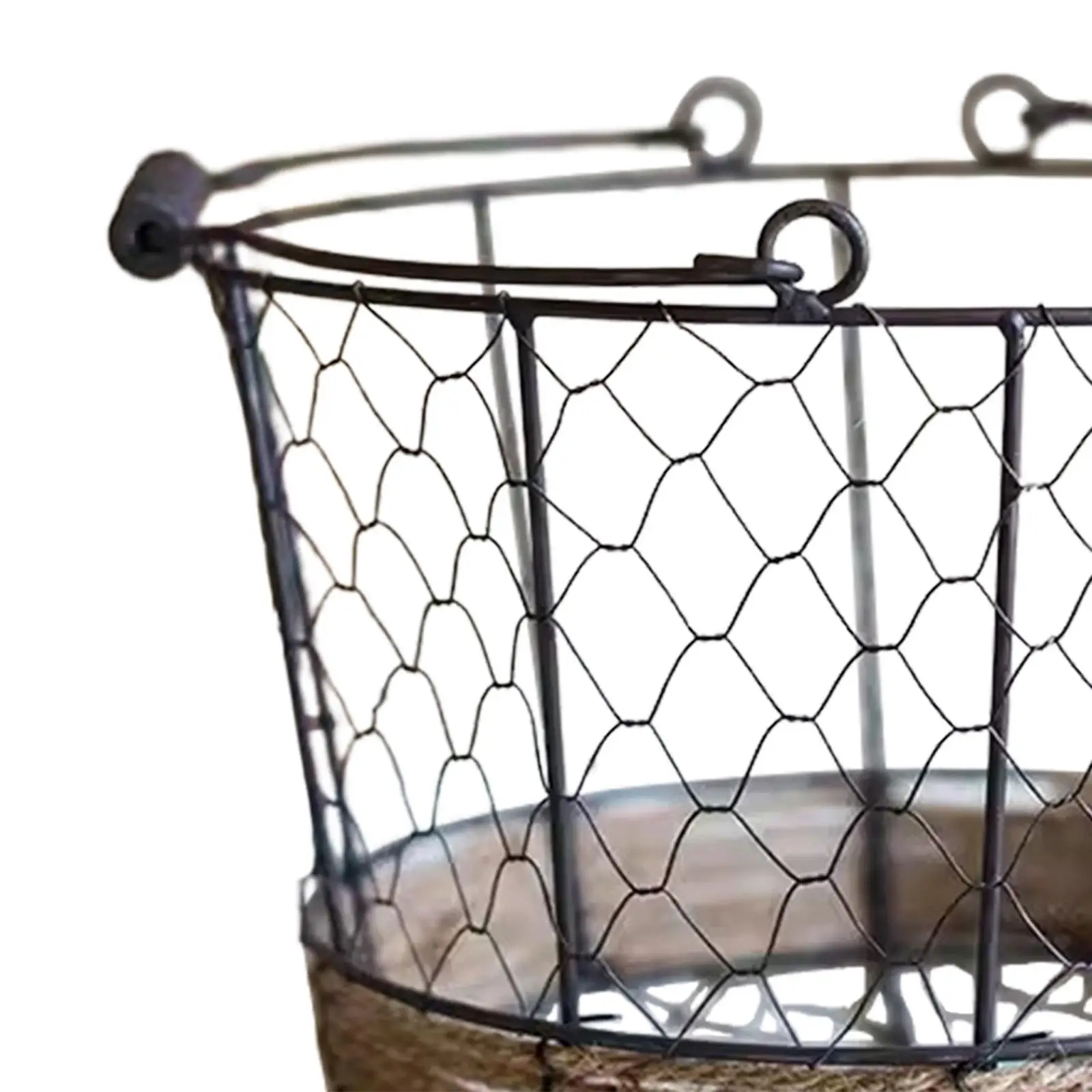 Eggs Wire Storage Basket Fruit Stand Metal Iron Wire Woven Basket with Handle for Dining Table Farmhouse Kitchen Bathroom Fruits