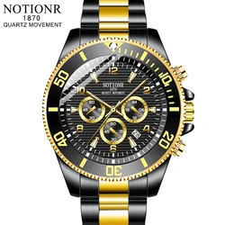 NOTIONR Fashion Men's Watches for Men Stainless Steel Quartz Wristwatch Man Business Watch Luminous Clock montre homme