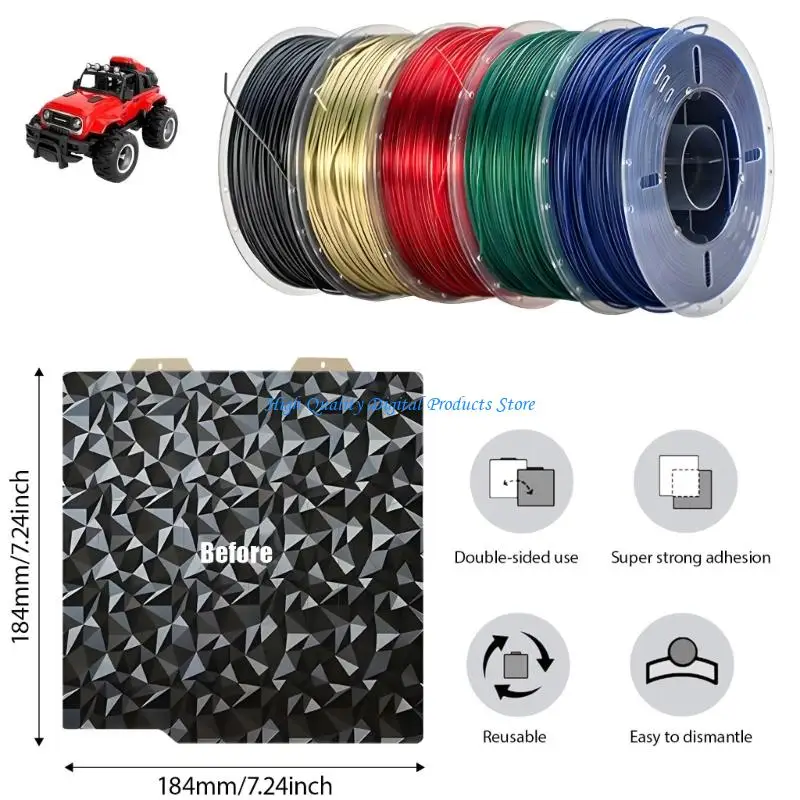 

U2JE Textured PEI Printing Face 184mm Carbonfiber Stone Plan Warm Stability Works With PETG ABS TPU Polyamide