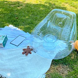 Transparent Inflatable Sofa Chair, Blow up Couch, Indoor and Outdoor Crystal Clear PVC Inflatable Single Sofa for Adult
