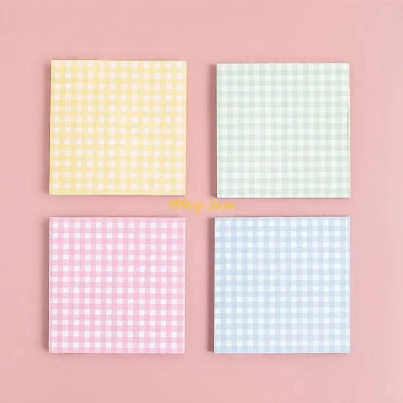 C90C 8 Pcs Adhesive Note Plaids Memos Pad Colorful Note Pad