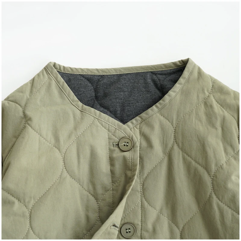 Lightweight Long Sleeved Padded Jacket for Men Women Loose Casual Japanese Retro Single Breasted Clip on Cotton Short Parkas