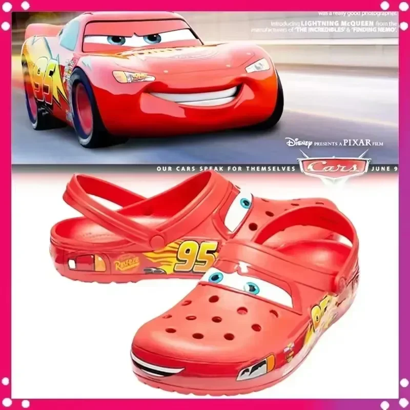 

Шлепанцы Lightning Mcqueen для взрослых, Мультяшные водонепроницаемые сандалии из ЭВА, с ремешком на щиколотке, для улицы, для автомобиля, No95