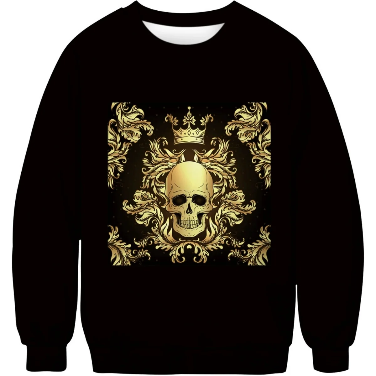 

Fashion Skull Graphic 3D Printed Polyester Men's Round Neck Hoodie Tops Autumn Thin Casual Hoodless Sweatshirt Man Streetwear
