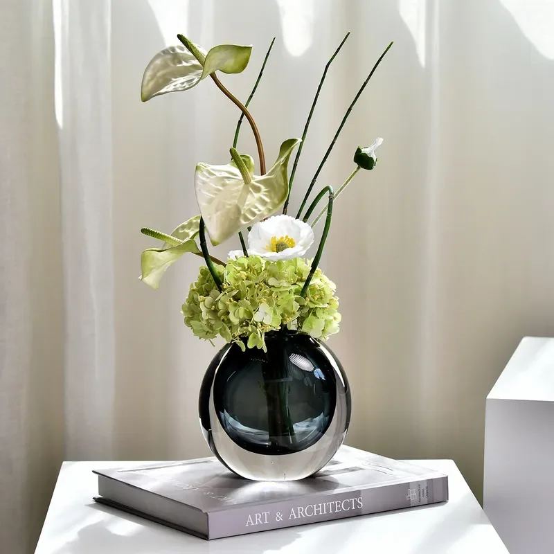 Modern Chinese Style Ceramic Water Drop Vase Glazed Flower Arrangement Hotel Lobby Simulation Floral Decor Model Room Soft