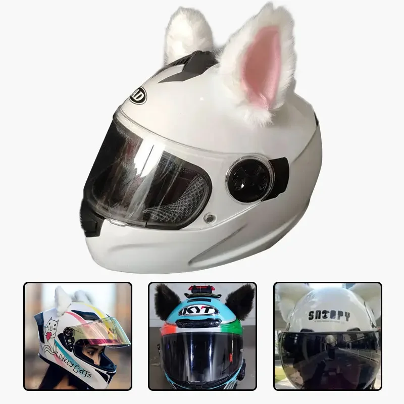 2Pcs Motorcycle Helmet Cat Ears Decor Universal Motorbike Bicycle Car Styling Decoration Helmet Stickers Gift for Girlfriend