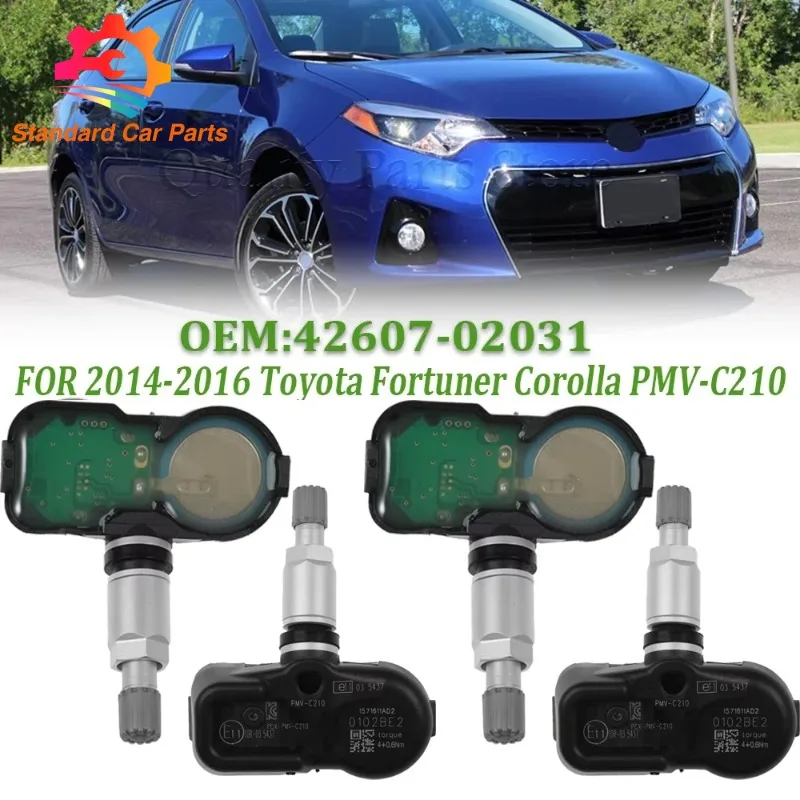 

42607-02031 4 шт. для TOYOTA RAV4 Avensis Auris Yaris Verso 42607-02030 42607-30070 PMV-C210 433 МГц TPMS автомобильный датчик давления в шинах