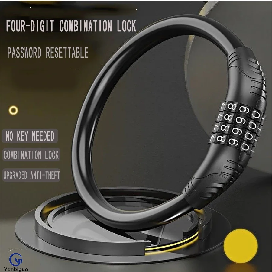 

Bike Lock Cable, Bike Locks Heavy Duty Anti Theft,Security 4 Digit Resettable Combination Portable Code Lock Cable for Bicycle