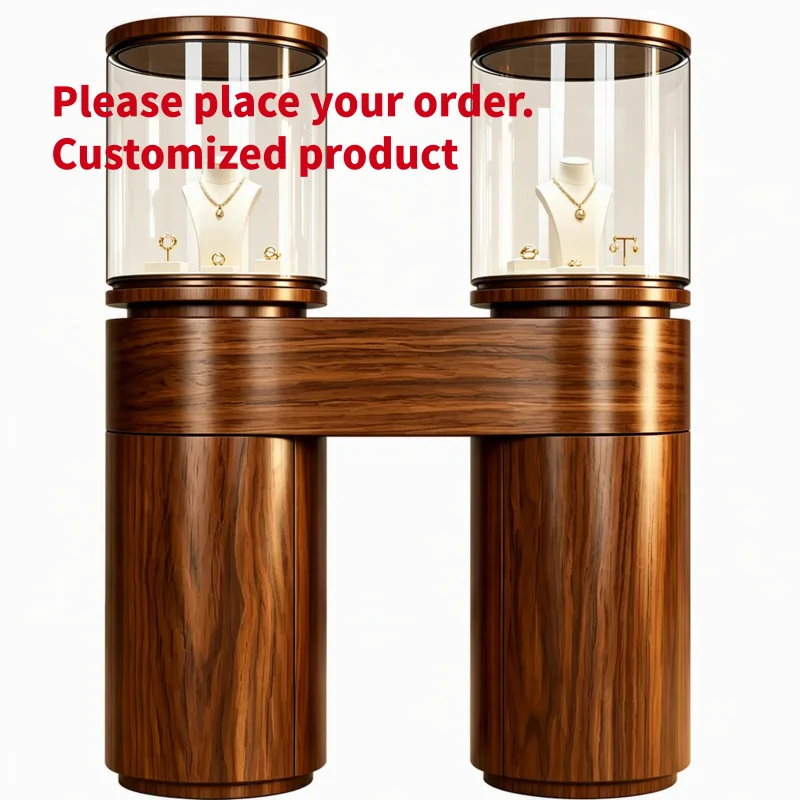custom.GZowin H-shaped Jewelry Display Cabinet LED Lighting Smooth Rounded Lines Dual Glass Covers Customizable Colo
