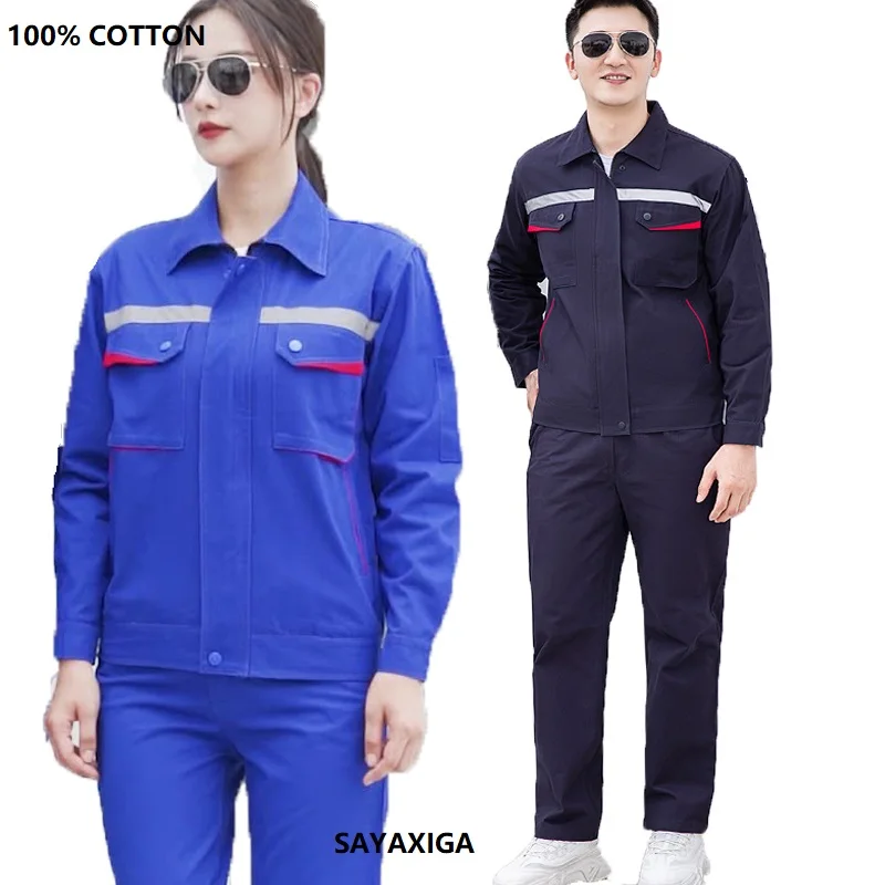 

100%cotton Working Suit For Man Mechanic Welding Suit Knee Pads Men's Multi Pockets Coverall Electrician Auto Repairman Uniforms