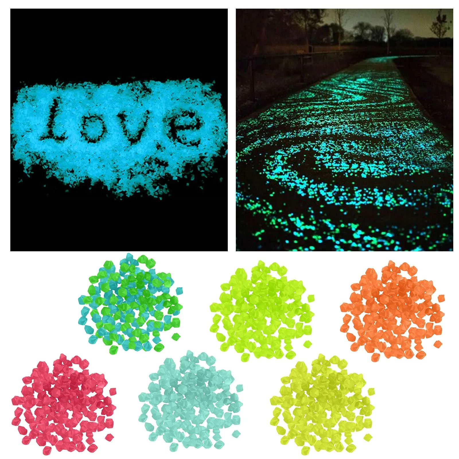 300pcs Pebble Stone 8*10mm Garden Decoration Non Radioactive Resin Material Luminescent Fish Tank Luminous Stones For Home Decor