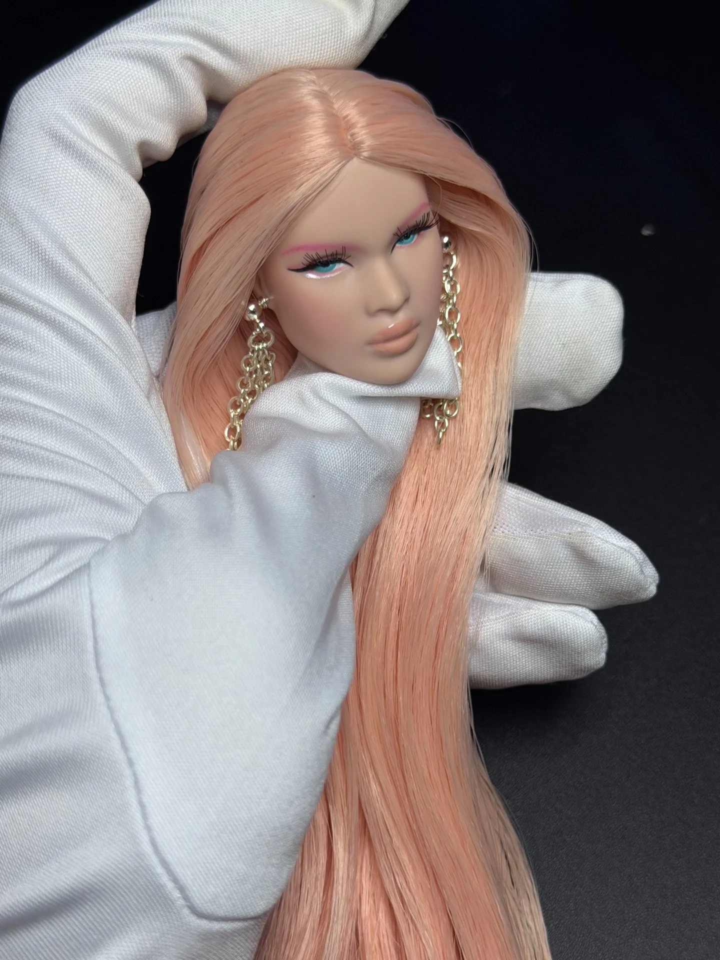 Artist OOAK Nadja FR Doll Head, Hand Repainted, Saran Hair Reroot, Custom Replacement Head for Poppy Parker Fashion Doll