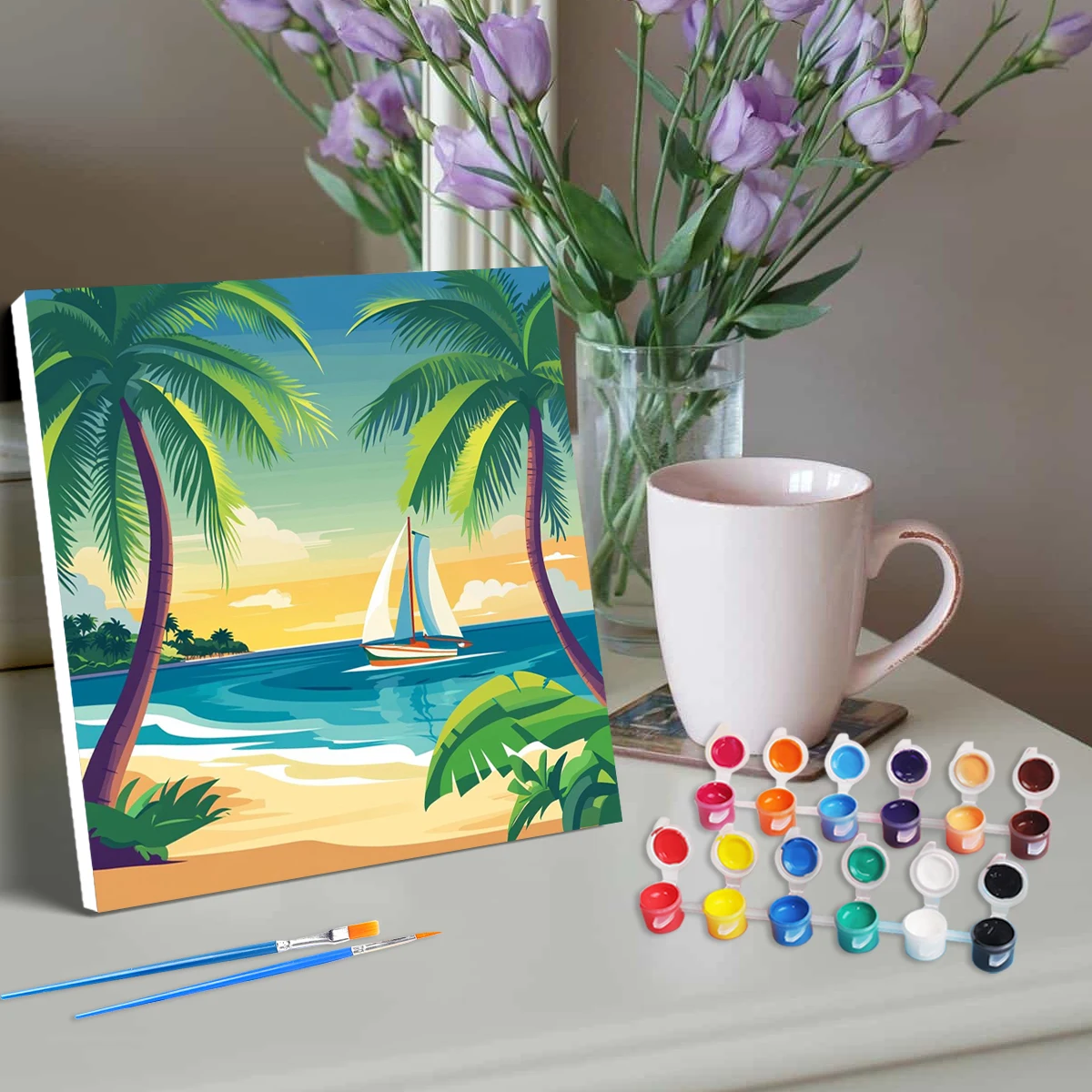 大人のためのルーポティ額入り絵画キット,ウコン現代壁芸術,数字によるアクリル絵画,スターターキット,DIYギフト