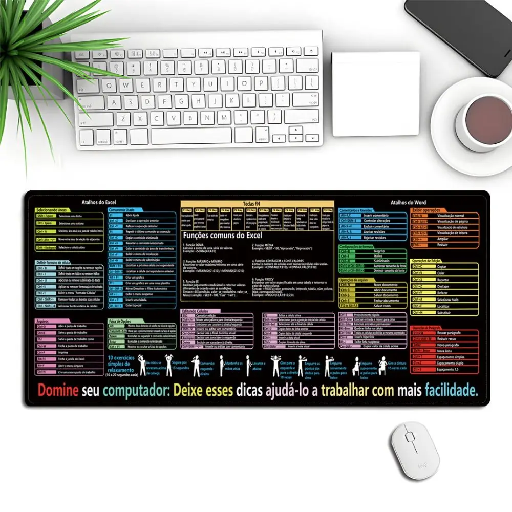 Efficient Portuguese Mouse Pad Desk Protector Smooth Pattern Art Mouse Pad Thickened Large Size Keyboard Mat Laptop Pads