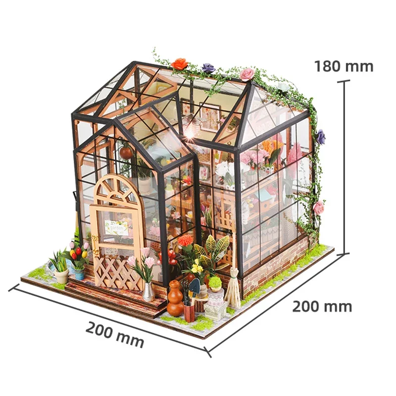 Flower House Wooden DIY Miniature Dolls House Kits Room Great Gift Idea for Craft Lover 20x20x18cm