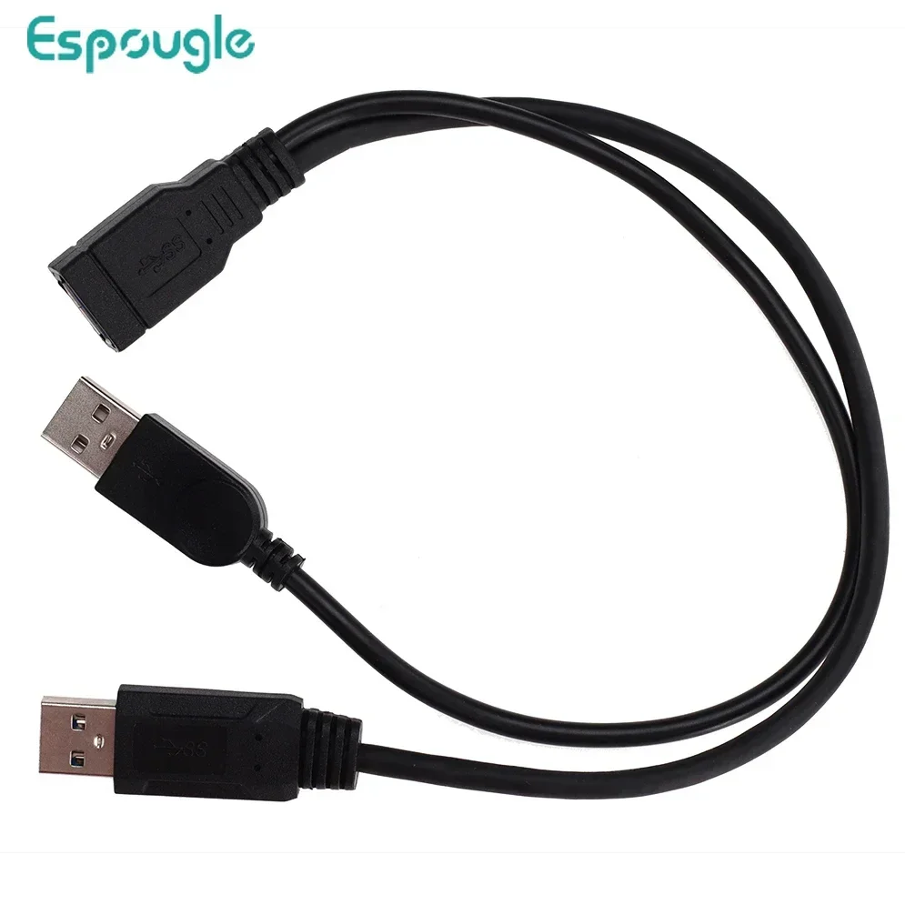 100pcs USB 3.0 Female To USB 3.0 2.0 Dual Port Male with Extra Power Data Y Extension Cable for 2.5