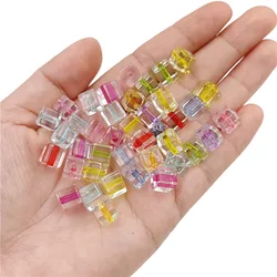 20pcs 8mm Transparent Square Cube Acrylic Beads For Making Bracelet Earring Diy Craft Supplies Jewelry
