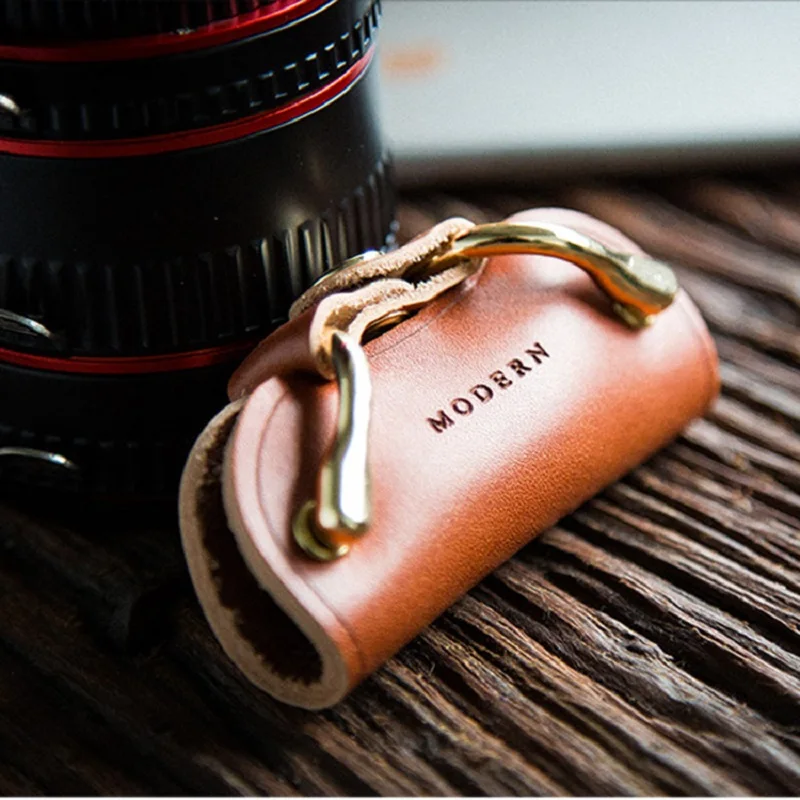 Organizador de llaves inteligente para hombre y mujer, Cartera de cuero genuino 100%, con cadena para llaves, regalo creativo de viaje