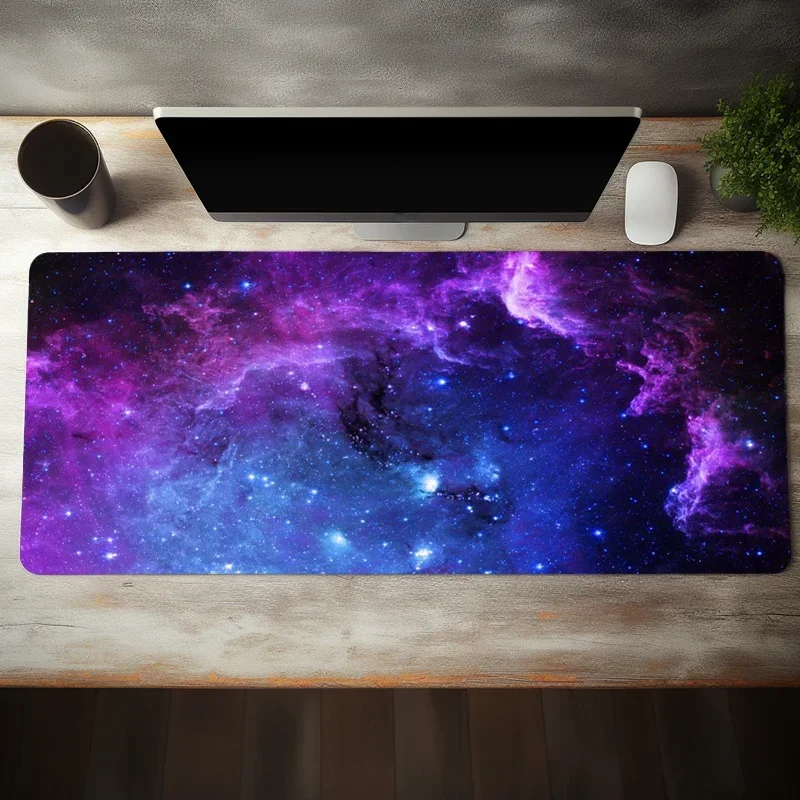 

Xxl Large Mousepad Gamer Keyboard Colorful Purple nebula Mat Gaming Accessories Deskmat Office Carpet Computer Table Cushion