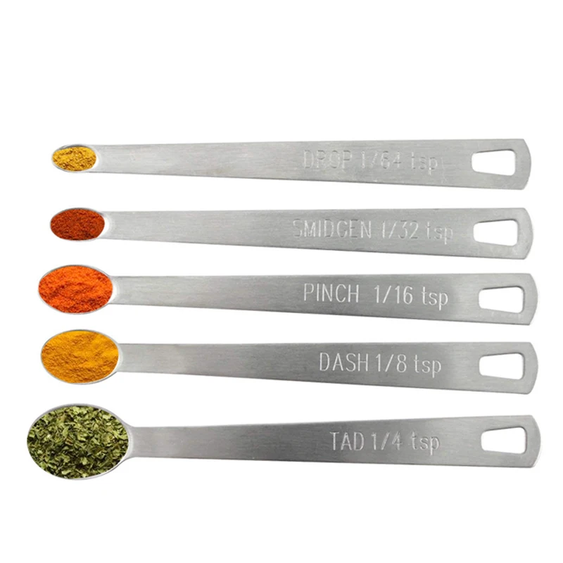 5 Stainless Steel Measuring Spoons Mini Spoons Home Kitchen Baking Cooking Seasoning Spoon Stainless Steel Mini Five Pieces