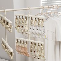 Portable Socks Drying Rack Detachable 16 Clips Rotatable Hook Hanger Space-saving Windproof Clothes Drying Rack with Clips