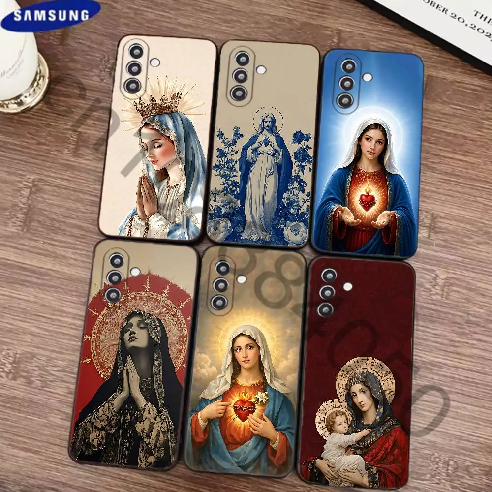 Virgin Mary Jesus Heart Phone Case for Samsung Galaxy S21 22 23 Ultra Plus S24 25 26 FE Lite TPU Protector