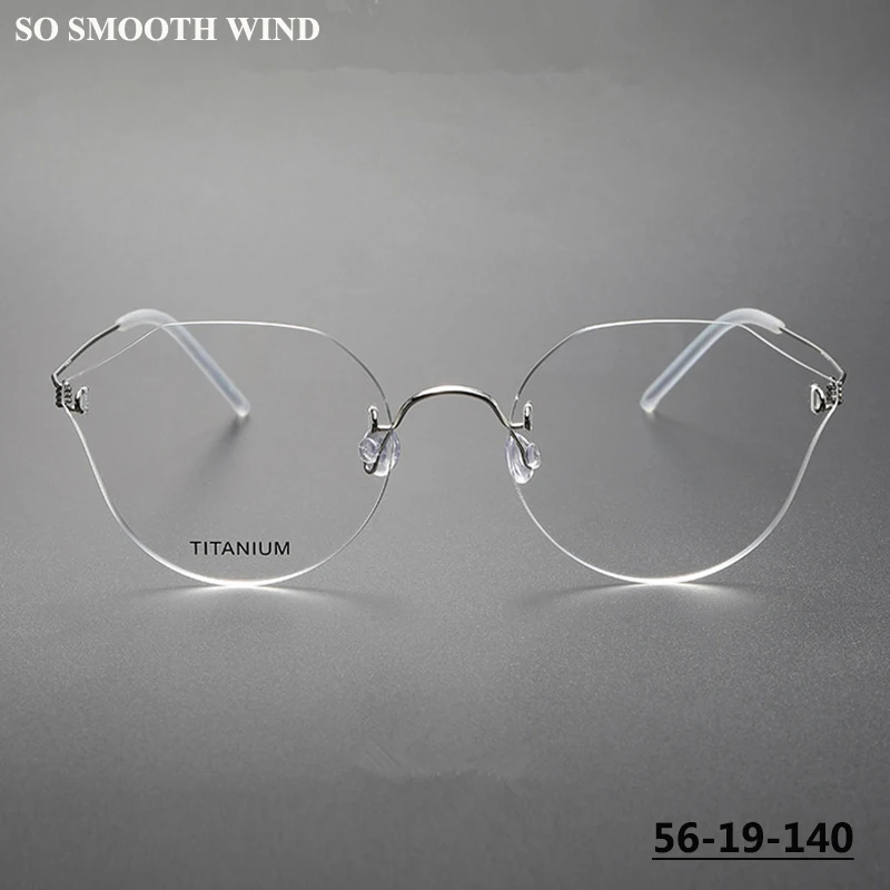 

Ultralight Rimless Glasses Frame 2375 Women Screwless Titanium Prescription Eyeglasses Female Optic Irregular Frameless Eyewear