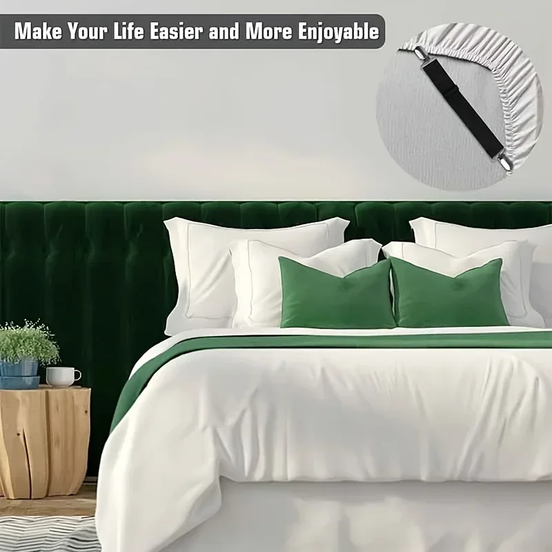 حزام ملاءة سرير قابل للتعديل غير قابل للانزلاق - مشبك مرن متعدد الوظائف لتثبيت أغطية المراتب بشكل آمن