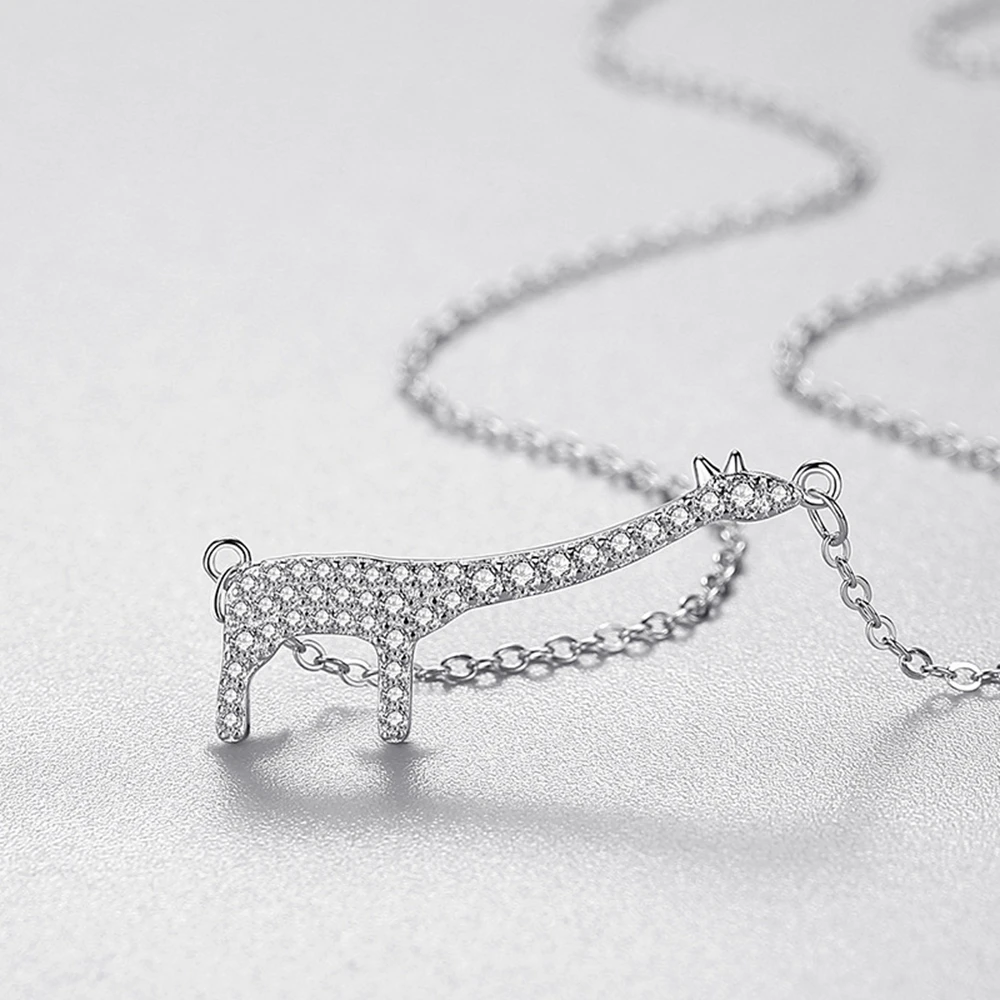 PuBang Fine Jewelry Solid 925 Sterling Silver High Carbon Diamond Giraffe Pendant Necklace for Women Wedding Gifts Free Shipping