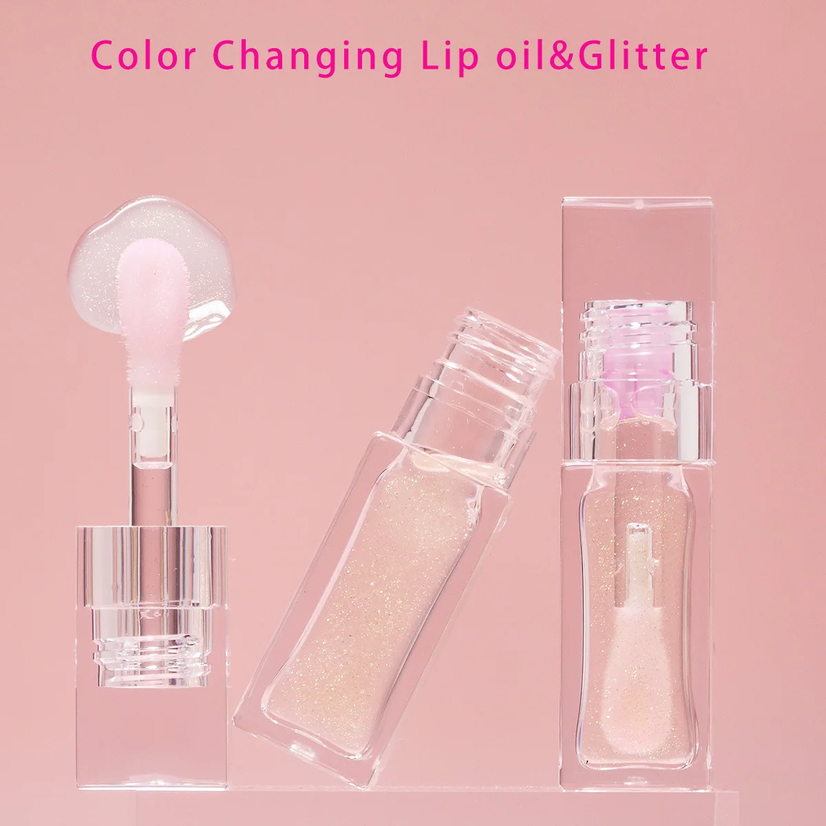 Magic Color Changing Lip Oil Custom Logo Moisturizing Transparent Enhances Natural Long-Lasting Shine Lightweight Non-sticky