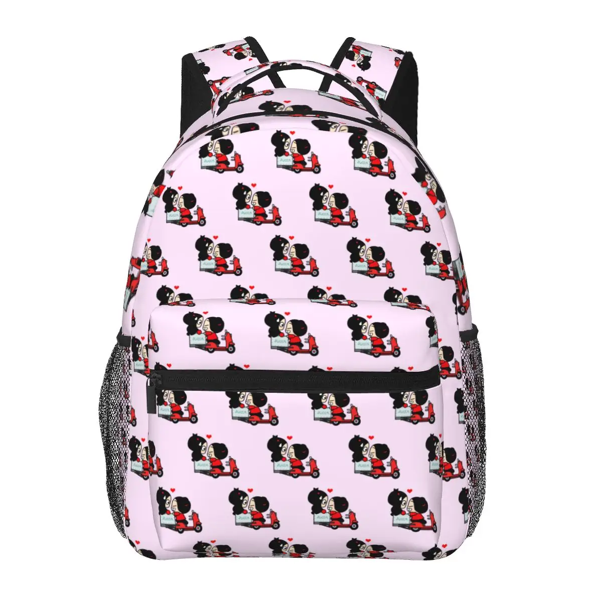 

Pucca X Garu (Scooter) Student Backpack School Bag Hiking Travel Daypack for Boys Girls Fashion Bookbag Shoulder Bags