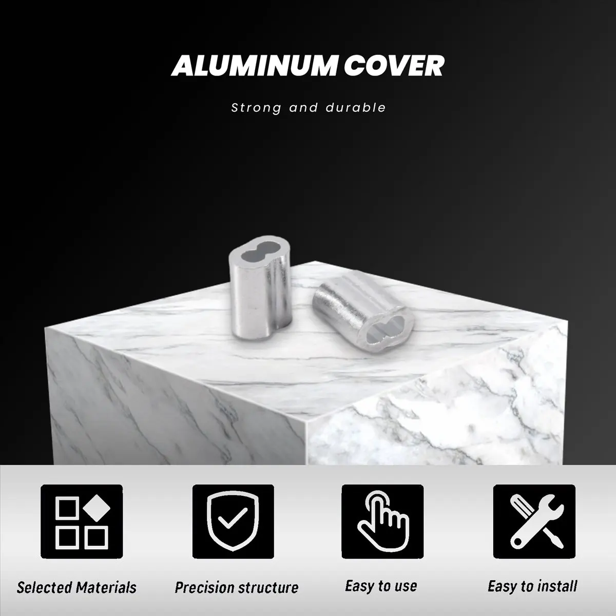 ABMO 120x Aluminum Crimping Loop Sleeve for 2mm Diameter Wire Rope and Cable