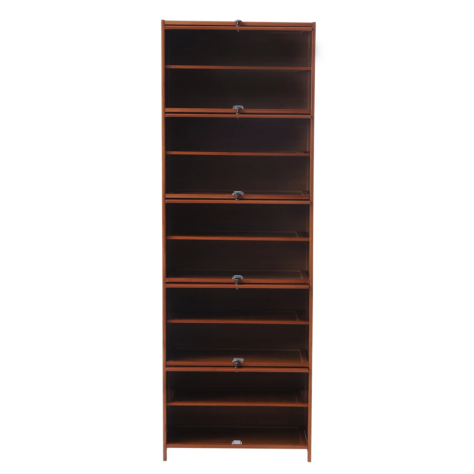 23.62*12.60*67.72in Tall Bamboo Shoe Storage Cabinet with Doors, 10 Tier Brown Freestanding Shoes Heels Sneakers Shelf Rack