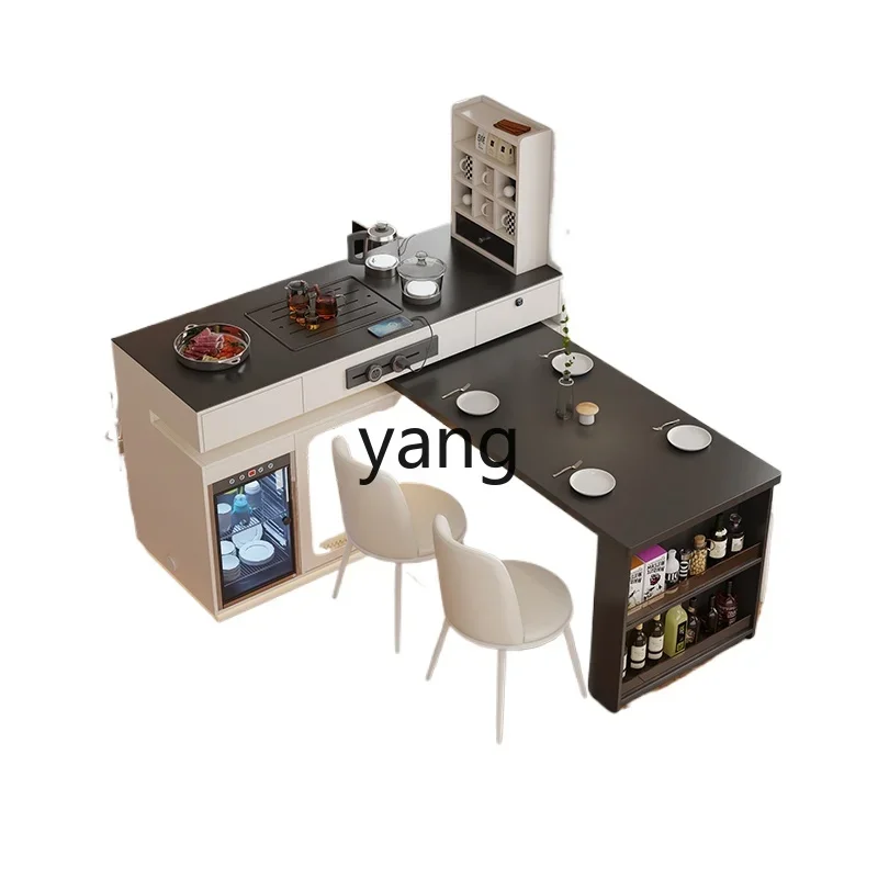 CX island table integrated retractable rotating middle island platform household rock slab bar