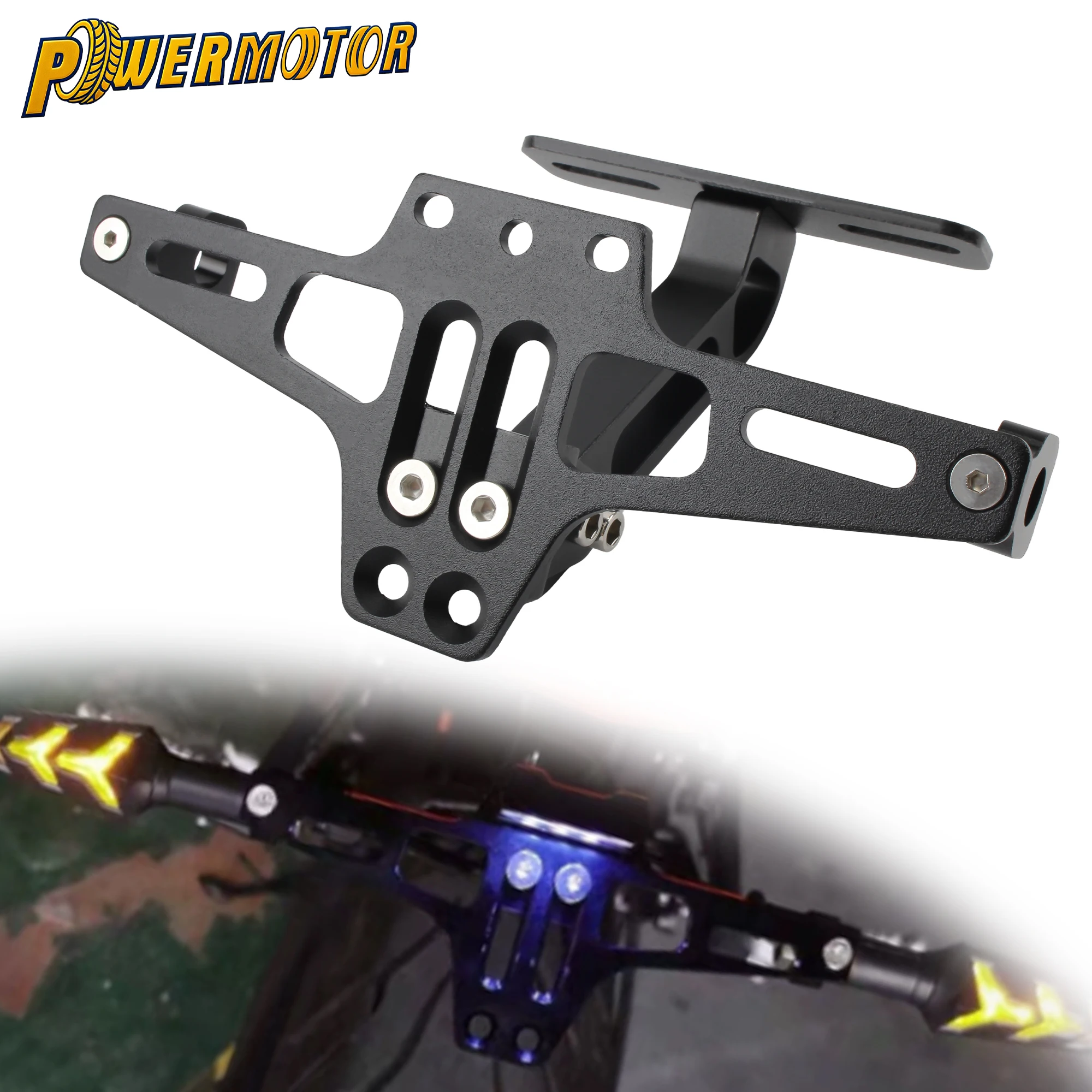 

Motorcycle License Number Plate Mount Holder CNC Aluminum Alloy Turn Signal Bracket Fender Eliminator Kits Accessories Universal