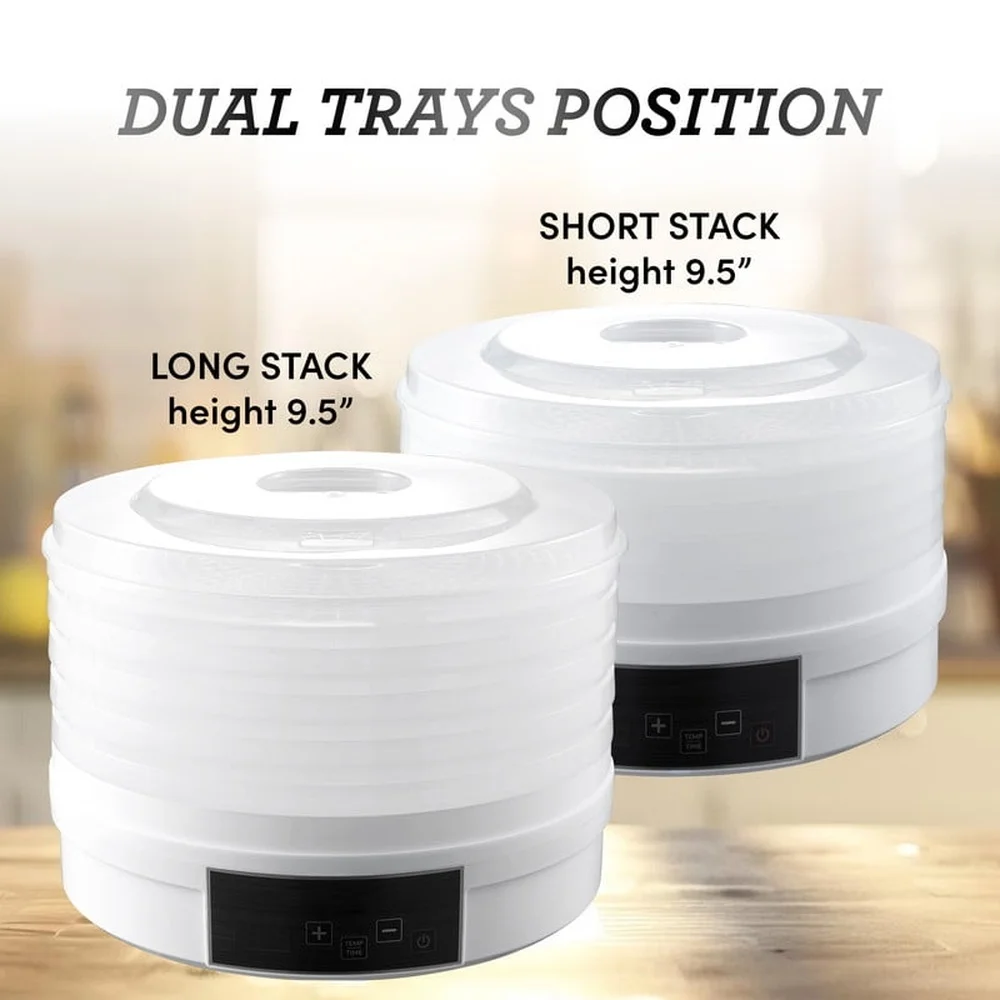 Digital Food Dehydrator 5-Tier 350W Adjustable Temperature 95-158F BPA-Free Trays Healthy Snacks Easy Cleanup Home Use