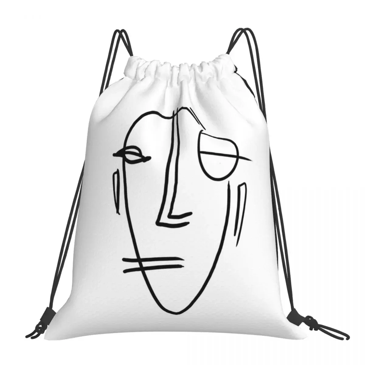 Abstract Face - Minimal Figure Line Art Backpacks Drawstring Bags Drawstring Bundle Pocket Sports Bag BookBag Travel Students