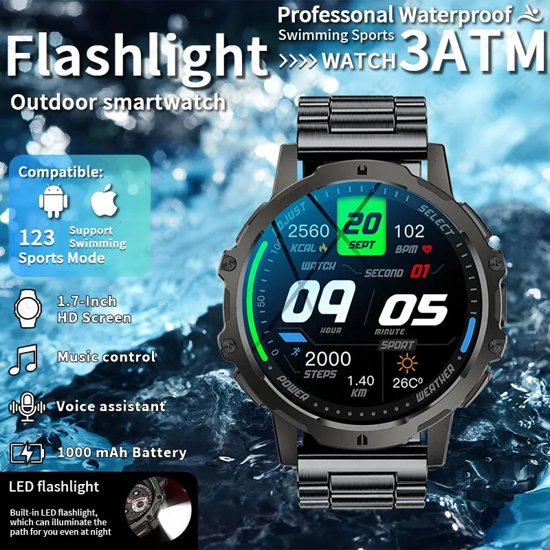 

LIGE New Military Grade Smart Watch Men 1000mAh Battery 3ATM Waterproof Bluetooth Call Outdoor Sports Health Monitor Smartwatch