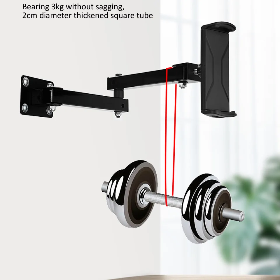 Wall Mount Tablet Stand Long Arm Stretchable Cell Phone Wall Holder Adjustable Metal Wall iPad Stand for iPhone iPad 4-13 inches