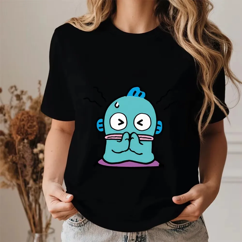 

Casual Hangyodon Please Print Cotton Summer Fashion T Shirt Women Soft Comfort Breathable Daily Wear Loose Fit Tee Top