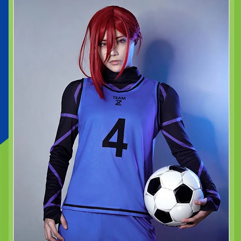 Blue Lock Anime Cosplay Costume Jersey Football Club Sportswear Uniform Wig Jumpsuits Vest Shorts Halloween Party Clothes Gift