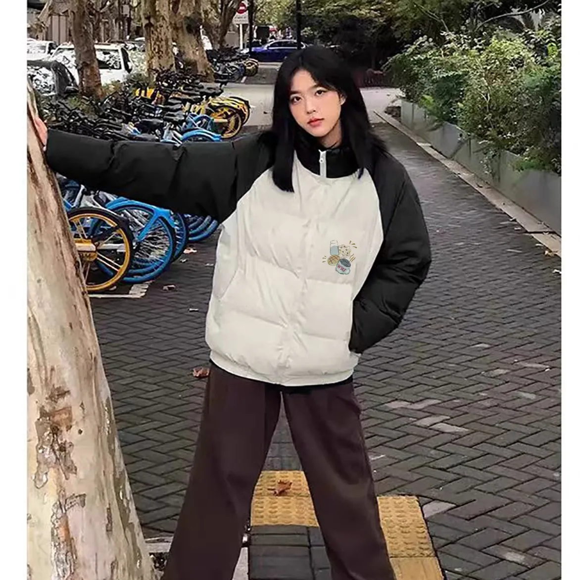 

Parka Quilt Overside Womens Distressed Appearance Worn Look Aged Finish Vintage Feel Retro Style Used Antique Beautiful Neutral