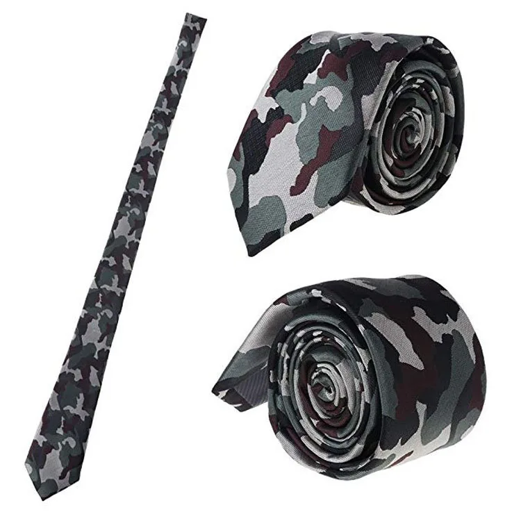 Men's camouflage tie uniform military green color woven 6cm narrow edition Korean polyester men's jacquard arrow shaped tie