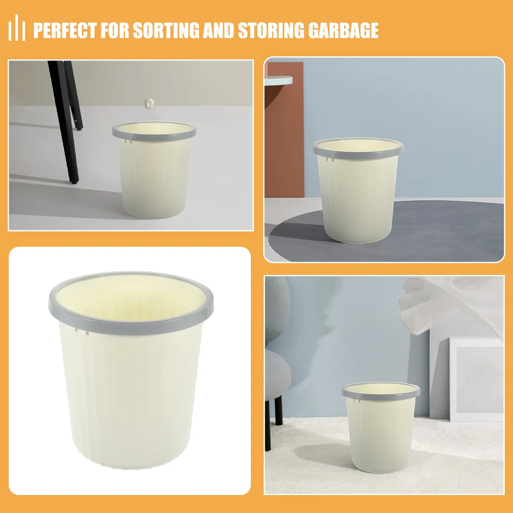 

Modern Lidless Trash Can Round Wastebasket for Home Office Bedroom Kitchen Bathroom Reusable Easy to Clean Stylish