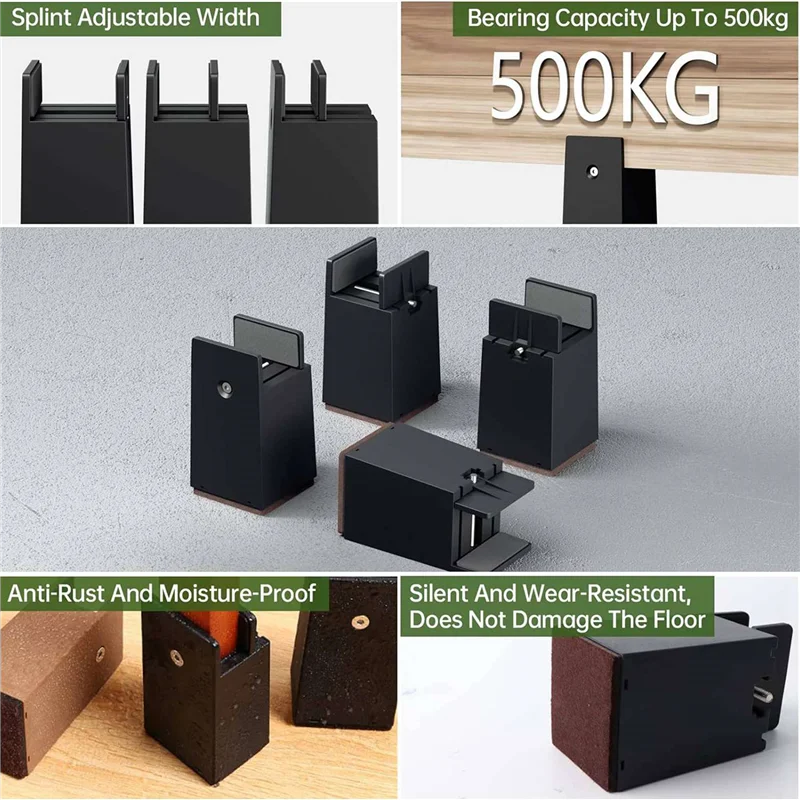 【RECOMMEND】Bed Risers, 4 Inch Adjustable Desk Riser Blocks With Screw Clamp 8 Pack Heavy Duty Chair Raisers Fits 0-2 Inch Widths